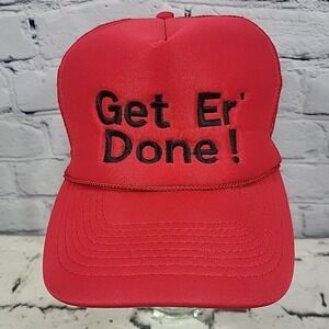 Get Er' Done Trucker Hat Red Rope Front Snapback Otto Ball Cap